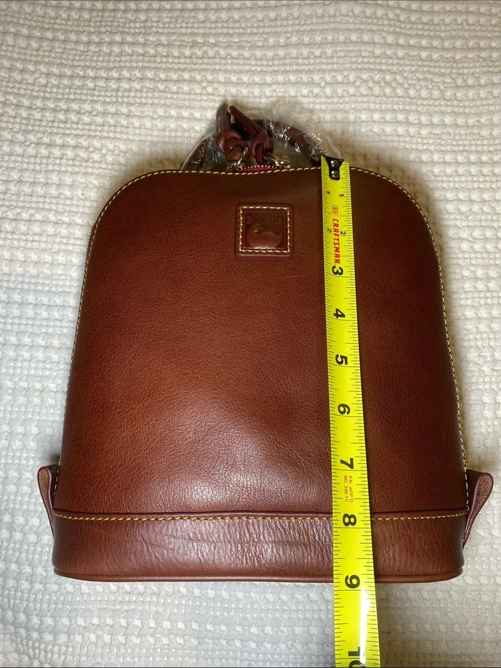 NWT Dooney & Bourke Chestnut Brown Leather small Zip Pod Backpack 🐻 - Picture 7 of 14